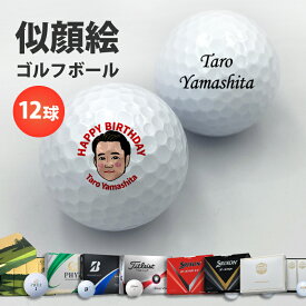 ゴルフボール 名入れ 退職 定年祝い お祝い 送別会 ギフト プレゼント 【 似顔絵 ゴルフ ボール 1ダース 】 オウンネーム ダンロップ スリクソン ゼクシオ タイトリスト ブリヂストン ホールインワン エージシュート 誕生日 父の日 母の日 敬老の日 還暦 贈り物 12球