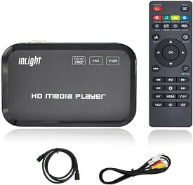 InLight メディアプレーヤー 最大解像度 3840*2160p 30fps SDカード・USBメモリ対応 動画・音楽・写真再生 HDMI・VGA・コンポジット・コンポーネント出力対応 テレビ再生 写真や動画をテレビで再生 付属HDMIケーブル