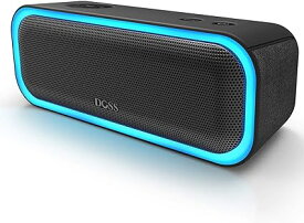 DOSS SoundBox Pro Bluetooth スピーカー20W 強化された低音 ワイヤレス ポータブル 小型 ブルートゥース スピーカー【イルミネーション機能 20時間再生 IPX6防水 パッシブラジ/アオトドア適用】(ブラック)