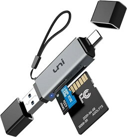 SDカードリーダー USB 3.0 uniAccessories Type-C 2-in-1カードリーダー SD/TF同時読み書き OTG対応 高速転送 iMac、PC、Windows11、Android スマe 15 Pro/Maxに対応