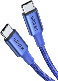 UGREEN USB Type CケーブルPD対応100W/5A 超急速充電USB C to USB C 断線防止 iPhone 15、MacBook Pro、Matebook、iPad、Xperia、Gala-c機種対応 (2m, 青い)