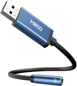 MillSO USB オーディオ 変換アダプタ 外付け サウンドカード USBポート- 4極（TRRS） ステレオミニジャック 3.5mm 変換 Windows/Vista/XP、PS5、PS4、Mac OS/spberry Piなどに対応