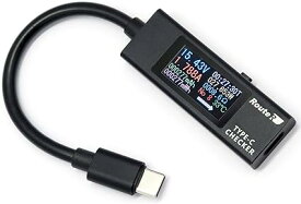 ルートアール 双方向・メタル筐体・多機能表示 USB Type-C電圧・電流チェッカー （ケーブル付きモデル） RT-TC5VABK