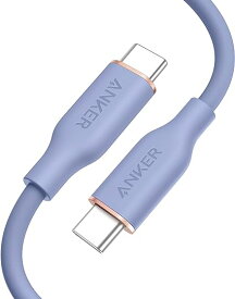 Anker PowerLine III Flow USB-C & USB-C ケーブル 絡まない USB PD対応 シリコン素材採用100W Galaxy iPad Pro/Air MacBook Pro/Ai(0.9m ラベンダーグレー)