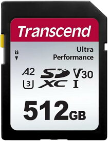 トランセンド SDカード 512GB UHS-I U3 V30 A2 対応 Ultra Performance (最大転送速度160MB/s)【データ復旧ソフト無償提供】TS512GSDC340S-E