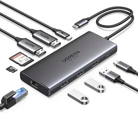UGREEN Revodok Pro 210 10 in 1 USB Cドッキングステーション USB Cハブ 二つHDMI拡張4K@60Hz 一つ拡張8K@30Hz USB A *3+ USB C 5Gbpsook Thinkpadに対応