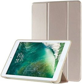 ddice iPadケース iPad 第5・6世代 9.7 inch 手帳型 アイパッドカバー シンプル ブック型カバー 三つ折りスタンド 耐衝撃カバー ケース カバー おしゃれ アイパッド iPadカバー 無h 第5・6世代, ゴールド)