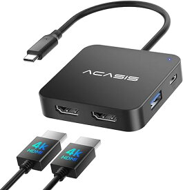 ACASIS USB C ハブ デュアル HDMI、USB C からデュアル HDMI アダプター、100W PD 充電、5Gbps USB C および USB A データポート、MacBook/Dell/HPン デュアルモニターアダプター