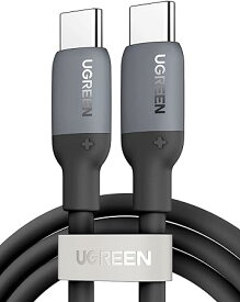 UGREEN USB Cケーブル 60W 急速充電 PD対応 シリコン素材採用 柔軟性 usbc ケーブル iPhone 15 、MacBook Pro、iPad 、Galaxy S22、Switch、Xperデバイス対応 0.5Mブラック