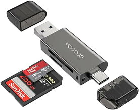 SDカードリーダMOGOODメモリカードリーダアダプタUSB 3.0からメモリカードリーダアダプタMicro SDカードリーダデュアルコネクタ付き外部カメラSDカードSDHC SDXC MicroSD UHS-I