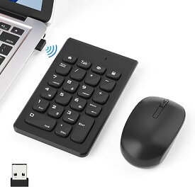 テンキー マウス ワイヤレス セット、USB受信機能付き 22キー2.4G ワイヤレスマウス テンキー セットはラップトップ、デスクトップPC、ノートブックに対応可能です。ただ一つのUSBポートを使って、ワイヤレス マウス テンキーに接続できます
