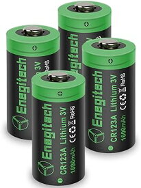 Enegitech CR123Aリチウム電池 123A 3Vバッテリー 1600mAh キュリオロック カメラ ビデオ 懐中電灯用 非充電式 (CR123A 4個)