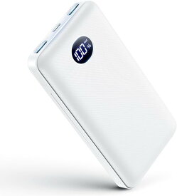 モバイルバッテリー 大容量 35000mAh 急速充電 3台同時充電 22.5W/20W対応 最大4.5A出力 LCD電量残量表示 Type-C入出力兼用 安全設計?回路保護 iphone/Android各種スPSE技術基準適合（ホワイト）