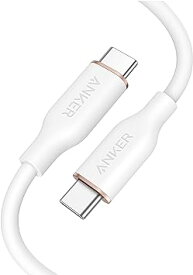 Anker PowerLine III Flow USB-C & USB-C ケーブル Anker絡まないケーブル 100W 結束バンド付き USB PD対応 シリコン素材採用 Galaxy iPad Pro MacBook Pro/Air 各種対応 (0.9m クラウドホワイト)