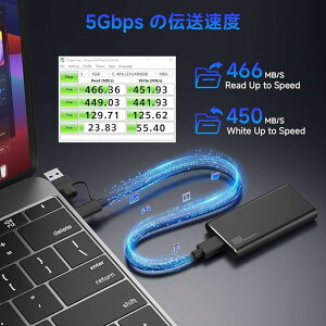 �O�t��SSD 512GB�A�ő�460MB/s�EUSB-C/A 2 in 1�P�[�u�����X�g���b�v�t���A�|�[�^�u��SSD���^�y�ʃA�W���o���g4K ProRes HDR�Ή�iPhone 17 Pro MAX/�X�}�z/�^�u���b�g/�m�[�gPC
