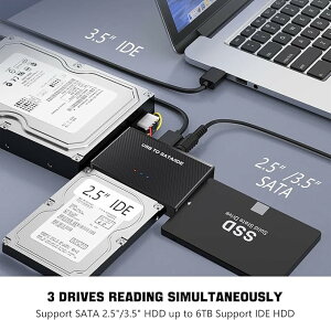 IDE �ϊ��A�_�v�^�[ USB3.0 Type-C�Ή� 2.5/3.5�C���` HDD SSD ���w�h���C�u�Ή� �f�[�^�����E�o�b�N�A�b�v�p 5Gbps�����]�� 12V/2A�d���t��