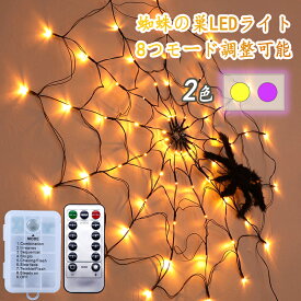 【即納】【超人気♪クモライト】 ハロウィン飾りLEDライト イルミネーション クモ 蜘蛛の巣 飾り LEDライト ハロウィン LEDストリングライト 吊り飾り 装飾 ハロウィーン 電池給電式 玄関 屋外 飾り付け ライト 雰囲気造り