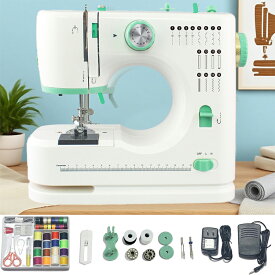 ＼アップグレード版家庭用電動ミシン｜12mm厚地対応・16種の縫い目／【単針・二本針兼用！】 ミシンコンパクト 初心者 16種の縫い目 二本針可 電動ミシン コンパクト ミシン 本体 手作り PSE認証済 電子ミシンコンピュータミシン 使いやすい ミシン糸 ボビン 軽量 小型 刺繍