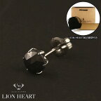 【LION HEART】ライオンハート シングル ピアス プラチナ　ブラックダイヤ Pt900/0.5ct Lサイズ　04E12PS/L