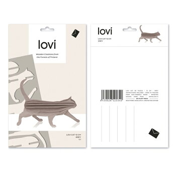 【10倍】Lovi(ロヴィ)キャット猫12cm(ブラック、グレー、ナチュラル、イエロー4色)/北欧オーナメントカードねこ白樺【メール便OKプレゼント】