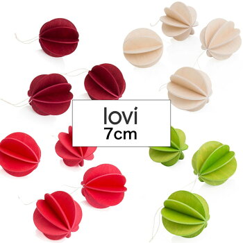 Lovi(ロヴィ)ボール7cm/6個入りライトグリーン,ダークレッド,ナチュラル,レッド4色/北欧クリスマスツリー飾りオーナメント【メール便OKプレゼント】
