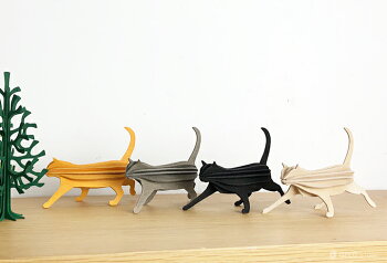 Lovi(ロヴィ)キャット猫12cm(ブラック、グレー、ナチュラル、イエロー4色)/北欧オーナメントカードねこ白樺【メール便OKプレゼント】プレゼント
