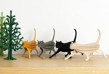 Lovi(ロヴィ)キャット猫12cm(ブラック、グレー、ナチュラル、イエロー4色)/北欧オーナメントカードねこ白樺【メール便OKプレゼント】プレゼント