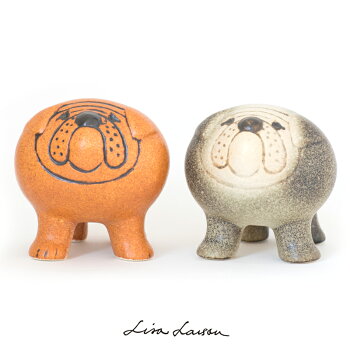 【送料無料】LISALARSON(リサ・ラーソン)BulldogMiniGY/BRブルドッグミニグレー&ブラウン陶器置物動物かわいいインテリア北欧雑貨大人気