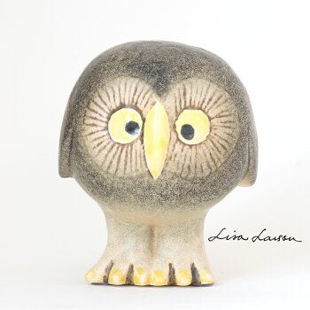 【送料無料】LISALARSON(リサ・ラーソン)GrayOwlグレーのふくろう梟陶器置物動物かわいいインテリア北欧雑貨大人気
