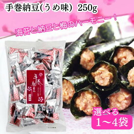 【翌日配送(対象地域のみ)】 手巻納豆 うめ味 250g 1袋 2袋 3袋 4袋 手巻き納豆 梅 梅味 個包装 納豆 お菓子 まとめ買い 業務用 なっとう 納豆巻き なっとう巻き おもしろ 面白い お配り プチギフト 袋入り 業務用 乾燥納豆