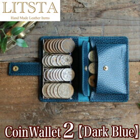 【クーポンあり】LITSTA リティスタ Coin Wallet 2 DarkBlue ダークブルー | コインクリップ付き 多機能小銭入れ コインケース 極小財布 小さい財布 コインキャッチャー 小銭入れ イタリアンレザー dollaro ドラーロ メンズ レディース 人気 おすすめ おしゃれ かわいい プレ