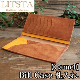 【クーポンあり】LITSTA リティスタ Bill Case Camel キャメル | ビルケース 束入れ 札入れ 長財布 薄い 極薄 イタリアンレザー pueblo プエブロ メンズ レディース 人気 おすすめ おしゃれ かわいい プレゼント 日本製