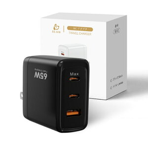 �y���y�ʁE�����^�EPSE�F�؁z PD 65W�}���[�d�� AC�A�_�v�^�[ USB�[�d�� PD�Ή� �܂肽���ݎ��v���O 3�|�[�g 3�䓯���[�d �����[�d ���x���� GaN�[�d�� USB-C�|�[�g USB-A�|�[�g �X�}�z�E�m�[�gPC�Ή�