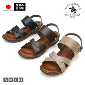 【送料無料】【日本製】SANTA BARBARA POLO&RACQUET CLUB サンタバーバラ ポロ＆ラケットクラブ レディース ストラップサンダル 歩きやすい 疲れない 脱げない 柔らかい かかとあり 軽量 ストラップ ミュール おしゃれ 黒 日本製 外履き オフィス 3020