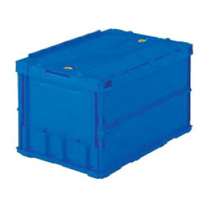 薄型折りたたみコンテナ(スライドロックフタ付)外寸530×366×336mm ダークブルー トラスコ TR-C50B-DB