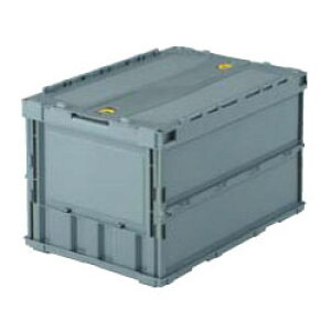 薄型折りたたみコンテナ(スライドロックフタ付)外寸530×366×336mm グレー トラスコ TR-C50B-GY