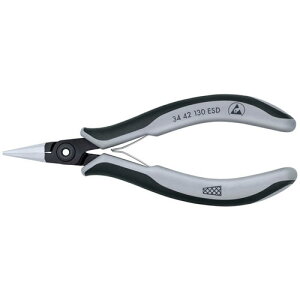 精密プライヤー 130mm 平 クロスメッシュ ※取寄品 KNIPEX(クニペックス) 3442-130ESD