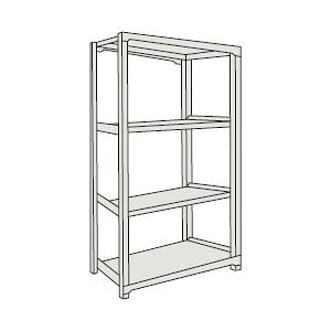 軽中量ボルトレス棚M1.5型(単体型・150kg型・4段)1805×455×1808mm ネオグレー トラスコ M1.5-6644-NG