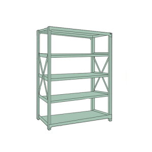 中量ボルト式棚R3型(単体型・300kgタイプ・4段)1250×450×1803mm グリーン【代引不可・メーカー直送品 車上渡し品】 トラスコ R3-6454