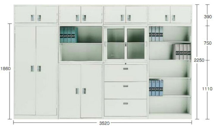 楽天市場】スチール戸引違書庫(上置専用)880×400×390mm【代引不可 