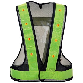 LED安全ベスト 紺地/黄 フリーサイズ 取寄品 ミズケイ 5916505 ( 安全 警備 保安 )