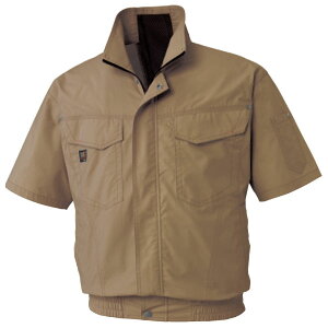 空調風神服 ※服地のみ 半袖ワークブルゾン キャメル 4L 取寄品 サンエス KF91450 ( 作業服 仕事服 作業着 仕事着 夏 暑さ対策 職人 レジャー アウトドア 釣り 野球観戦 フェス 長持ち 熱中症対