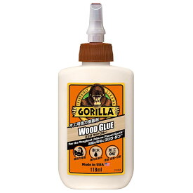 ゴリラ ウッドグルー 木材・布・紙用 接着剤 118ml 取寄品 ゴリラグルー (GORILLA GLUE ) 1773 ( 超強力 クリア 耐水 屋内 屋外 塗装 耐熱 66度 研磨 切削 湿気 接着 平滑面 広い 狭い 補修 金属 木材 石材 陶器 プラスチック ガラス ゴム 現場 工場 家具 クラフト )