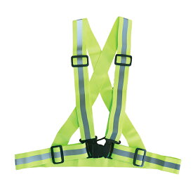 伸縮タスキ型ベスト 蛍光イエロー 取寄品 ミズケイ 5941191 (安全ベスト 反射 ワンタッチ 簡単着脱 軽い ストレッチ素材 伸びる フィット 安全 警備 防犯 作業 夜間 ウォーキング)