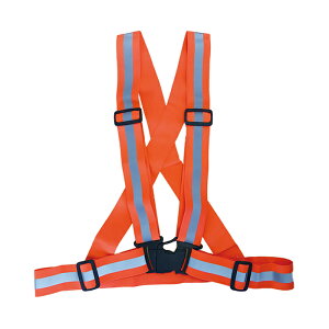伸縮タスキ型ベスト オレンジ 取寄品 ミズケイ 5941192 (安全ベスト 反射 ワンタッチ 簡単着脱 軽い ストレッチ素材 伸びる フィット 安全 警備 防犯 作業 夜間 ウォーキング)