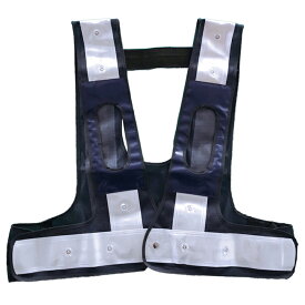 フルハーネス用LED安全ベスト 装着できるんです 赤LED (紺/白) キングサイズ 取寄品 ミズケイ 5941161 (安全ベスト LED 反射材 光る 発光 高所作業 Y型 X型 安全 作業 夜間)