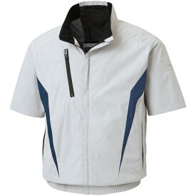 空調風神服 ※服地のみ 半袖ブルゾン シルバー 4Lサイズ 取寄品 サンエス KF100-6-4L ( 作業服 仕事服 作業着 仕事着 夏 暑さ対策 職人 レジャー アウトドア 釣り 野球観戦 フェス 長持ち 熱中症対策 屋外作業 農作業 草刈り SUN-S メンズ )