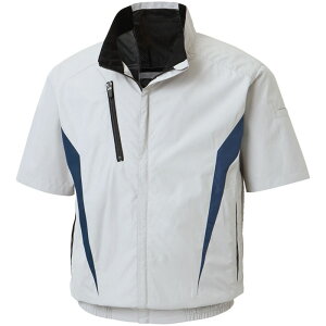 空調風神服 ※服地のみ 半袖ブルゾン シルバー 4Lサイズ 取寄品 サンエス KF100-6-4L ( 作業服 仕事服 作業着 仕事着 夏 暑さ対策 職人 レジャー アウトドア 釣り 野球観戦 フェス 長持ち 熱中症