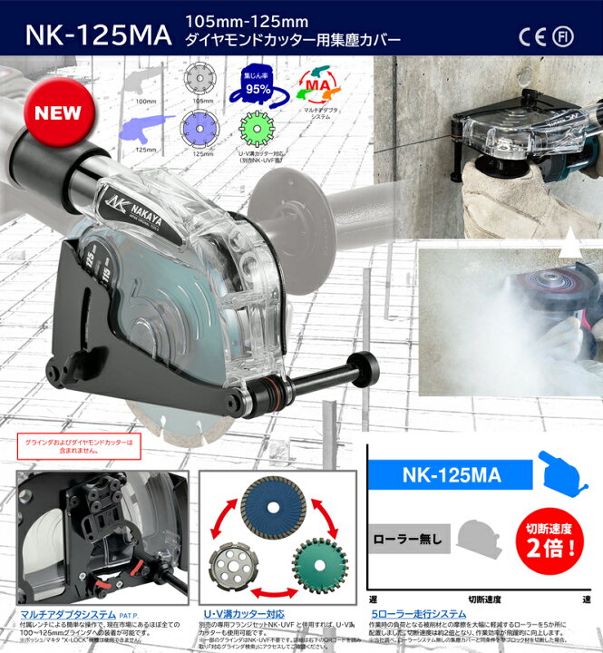 楽天市場】ダイヤモンドカッター用集塵カバー 105～125mm ナカヤ NK 
