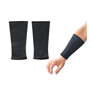 冷感アームカバー 接触冷感×耐切創 プロテクター ブラック 20cm 取寄品 日本緑十字社 375855 ( 袖カバー 腕カバー ウォーマー 熱中症対策 涼しい 作業用 ひんやり快適 )